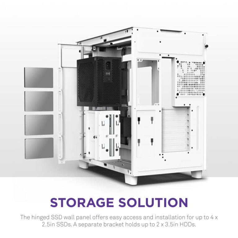 NZXT H9 Elite Dual-Chamber ATX Mid-Tower PC Gaming Case – Includes 3 x 120mm F120 RGB Duo Fans with Controller– Glass Front, Top & Side Panels 360mm Radiator Support Cable Management White - Image 3