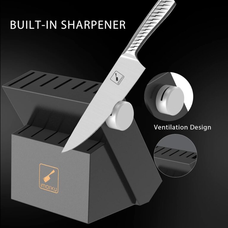 imarku Knife Set,14-Piece Knife Sets for kitchen with block,Premium One-Piece Kitchen Knife Set with Sharpener,High Carbon Stainless Steel Knives Set for Kitchen,Dishwasher Safe,Black - Image 4