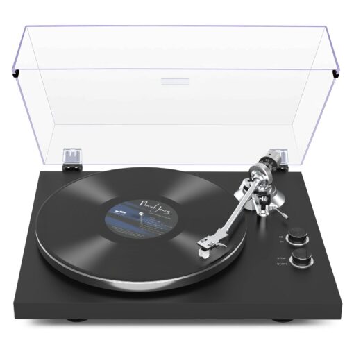 Turntables Belt-Drive Record Player with Wireless Output Connectivity, Vinyl Player Support 33&45 RPM Speed Phono Line USB Digital to PC Recording with Advanced Magnetic Cartridge&Counterweight Black