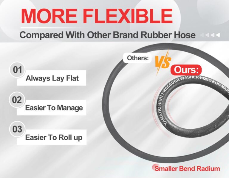 YAMATIC Non Marking 3/8" Pressure Washer Hose 150FT 4200 PSI, Kink Resistant Swivel 3/8" Quick Connect, Rubber Steel Braided Wear Resistant Industry Grade for Hot/Cold Water Gas Power Washer - Image 3