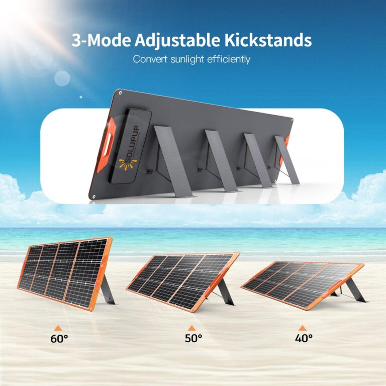 200 Watt Portable Solar Panel for Power Station Generator, 18V IP65 Waterproof 4 Kickstands Foldable Solar Panel, Solar Charger with MC4 Cable and USB Outputs for Outdoor Trip RV Camping Off Grid - Image 3