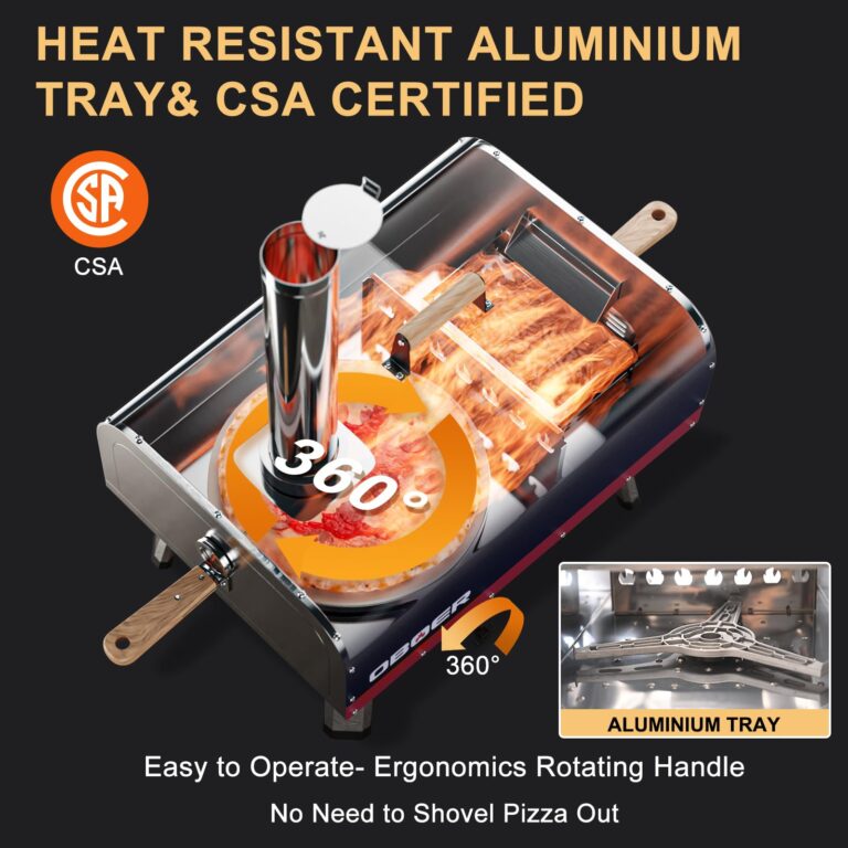 ABORON Pizza Oven,𝟏𝟑'' 𝐌𝐮𝐥𝐭𝐢-𝐅𝐮𝐞𝐥 𝐑𝐨𝐭𝐚𝐭𝐚𝐛𝐥𝐞 Outdoor Pizza Ovens, Portable Wood and Gas Pizza Oven, 3-Layer Stainless Steel Pizza Maker with Built-In Thermometer, Pizza Cutter - Image 3