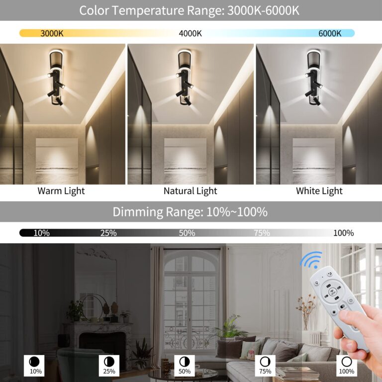 Modern LED Ceiling Light 6-Light track light Spotlight Frosted Black Geometric Ceiling Light Lighting Fixture Dimmable Remote Control Living Bedroom Kitchen Dining Room Fixture - Image 4