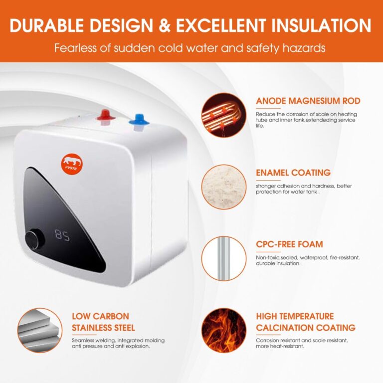FVSTR 8L 2.16 Gallon Smart Electric Water Heater, 220V/1500W, 2.16Gallon for Small Spaces, Under Sink, Counters, RVs, Trailers (2.16 Gallon) (8L) - Image 7