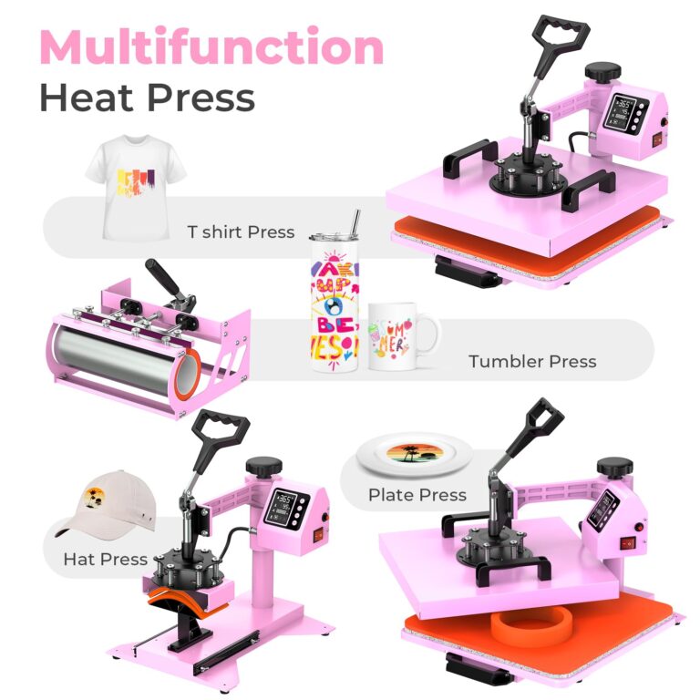 12x15 Heat Press with 30 OZ Tumbler Attachment, 5 in 1 Heat Press Machine for T Shirts, Tumblers Glass Cans Mugs Hats and Plates - Image 4