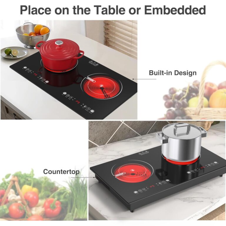 VBGK 2 Burner Electric Cooktop,110V 2400W Electric Stove Top with Touch Control,9 Heating Level,Timer & Kid Safety Lock,Built-in Radiant Double Induction Cooktop - Image 7