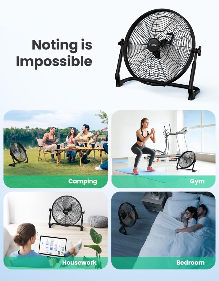 18" Portable Battery Operated Fan, Rechargeable Floor Fan, Hi-Velocity Cordless Camping Fan, Hi-Airflow Industrial Wireless Fan, Quiet Fan, USB Phone Charge, 12-60H Runtime, For Home, Outdoor, Garage - Image 4