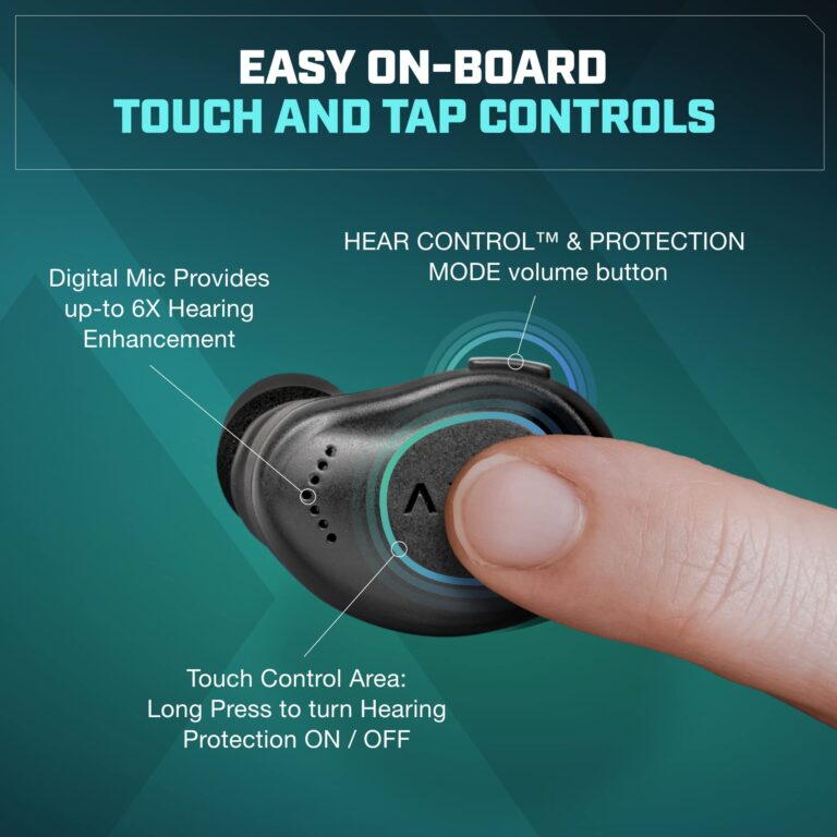 AXIL XCOR PRO Wireless Earbuds Bluetooth — HearPRO Buds with Touch Control — Bluetooth Enhancement — Hearing Protection — Dust & Water Resistant — Wind Resistant True Wireless Earbuds. - Image 4