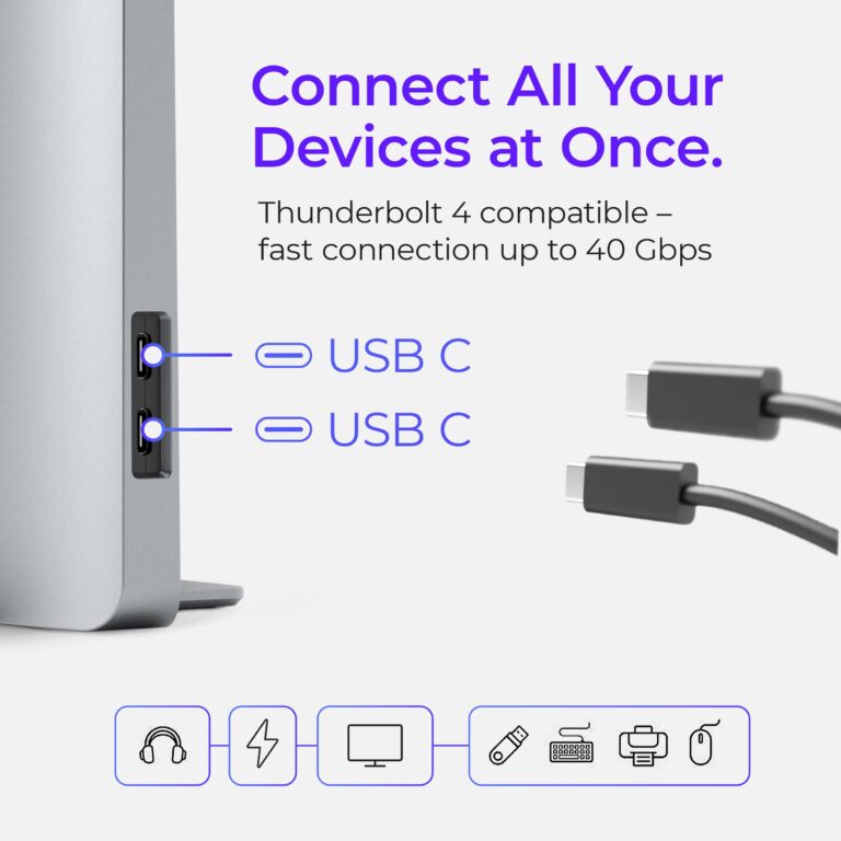 Ascrono Dock for 13" 15" 16" MacBook Pro - Docking Station - Connect w/Two Thunderbolt 4 USB-C Ports - Mac Docking Station Hub for MacBook Pro 13, 15, 16 (2016-2020, 13" M1 & M2 2022) with Touch Bar - Image 3