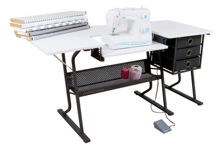 Sew Ready Eclipse Hobby Sewing Center Craft Table Sturdy Computer Desk with Drawers in Black/White, 13362 - Image 3