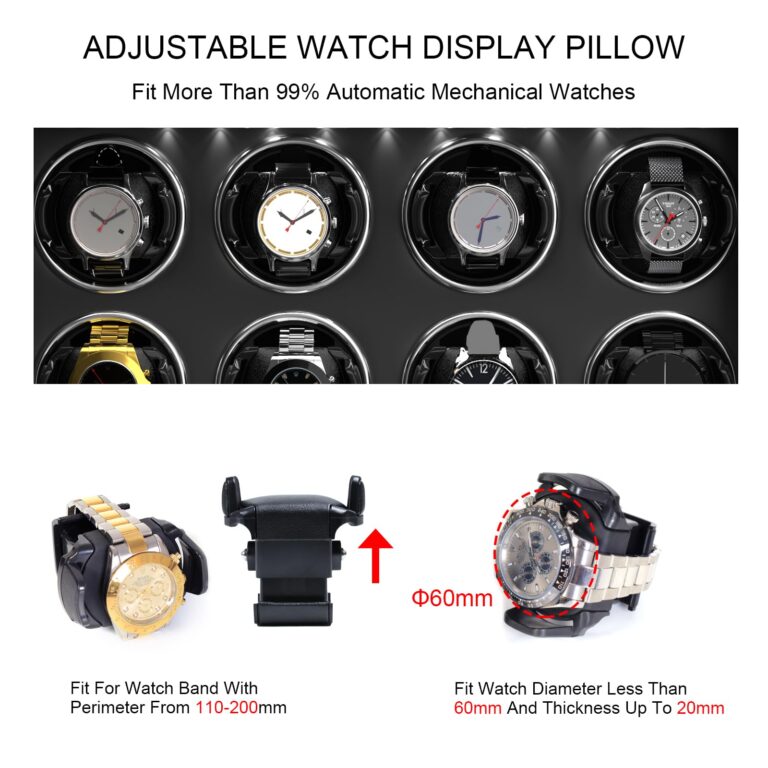 DUKWIN Watch Winder for 4 Automatic Watches, Watch Winders with Watch and Jewelry Storages, Super Quiet Mabuchi Motor with High-Gloss Piano Lacquer Finish,Built-in Illumination - Image 5