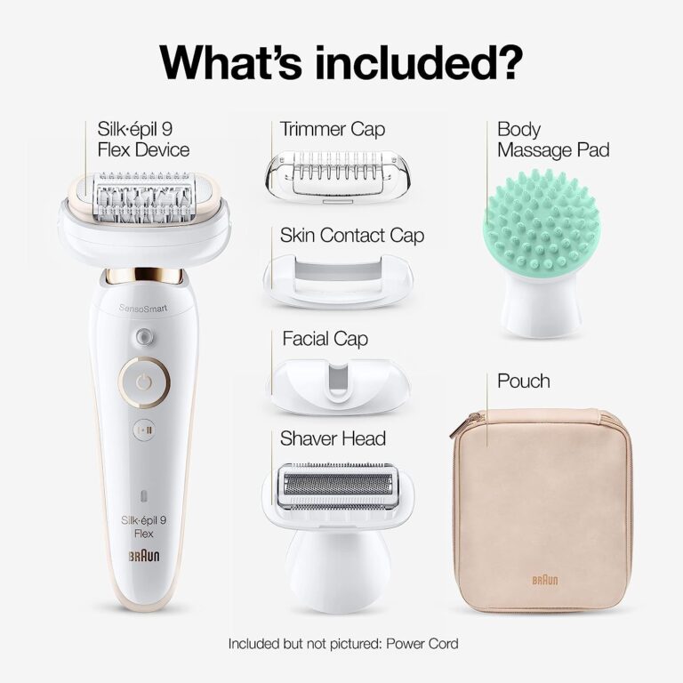 Braun Epilator Silk-épil 9 9-020 with Flexible Head, Facial Hair Removal for Women, Hair Removal Device, Shaver & Trimmer, Cordless, Rechargeable, Wet & Dry, Beauty Kit with Body Massage Pad - Image 6