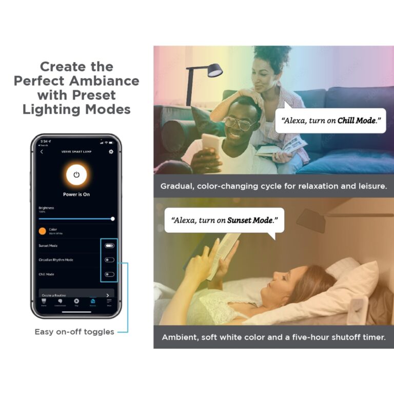 BLACK+DECKER Bostitch Verve Designer Smart Desk Lamp, Compatible with Alexa, Auto-Circadian Mode, True White LED + Color Ambiance, Qi Wireless Charger, Black, Certified for Humans - Image 5