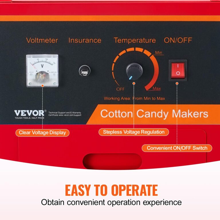 VEVOR Electric Cotton Candy Machine Cart with Cover, Commercial Floss Maker w/Stainless Steel Bowl, Sugar Scoop and Drawer, Perfect for Home, Carnival, Kids Birthday, Family Party, Red - Image 8