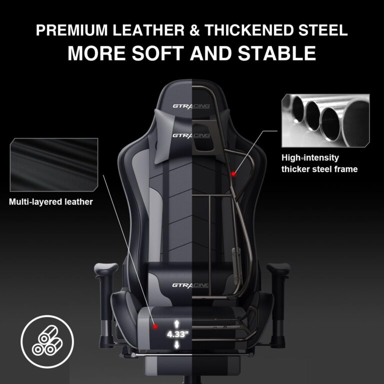 GTRACING Gaming Chair with Footrest Speakers Video Game Chair Bluetooth Music Heavy Duty Ergonomic Computer Office Desk Chair - Image 8