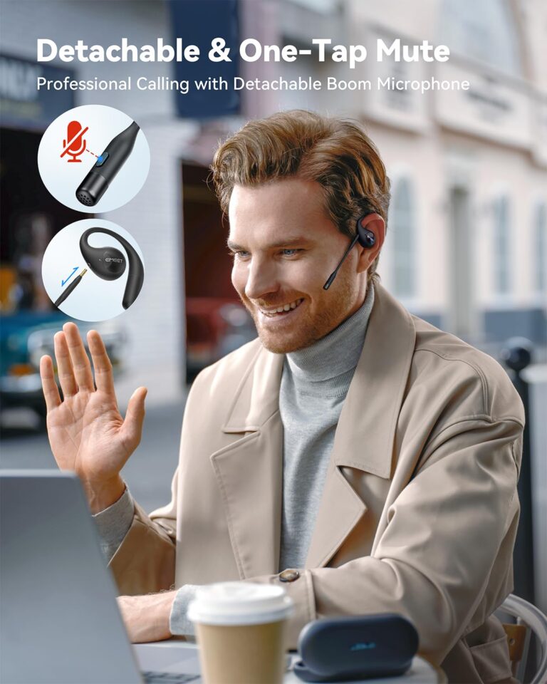 EMEET AirFlow Open Ear Headphones with Mic, Bluetooth 5.3 Wireless Headsets with Detachable Microphone, ENC Noise Cancelling, Multipoint Pairing, Ultra Comfort, Wireless Earbuds for Work, home, office - Image 7