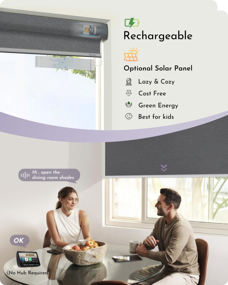 Graywind Motorized Roller Shades Work with Alexa Google Smart Blackout Shades with Remote Insulated Triple Weaved Fabric Window Blinds with Valance for Smart Home Office, Customized Size (Light Grey) - Image 6