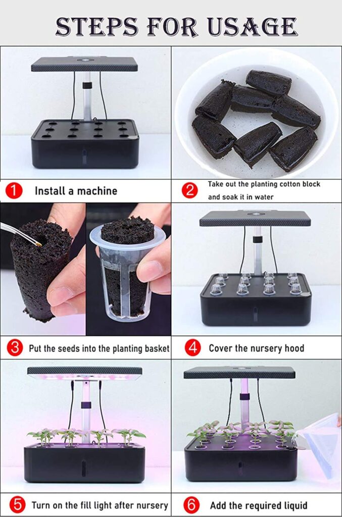QAZWSXED 12 Pots Hydroponics Growing System, Indoor Herb Garden Starter Kit, Soilless Cultivation Plant Germination Kits, Grow Light for Home Gardening Vegetables - Image 2