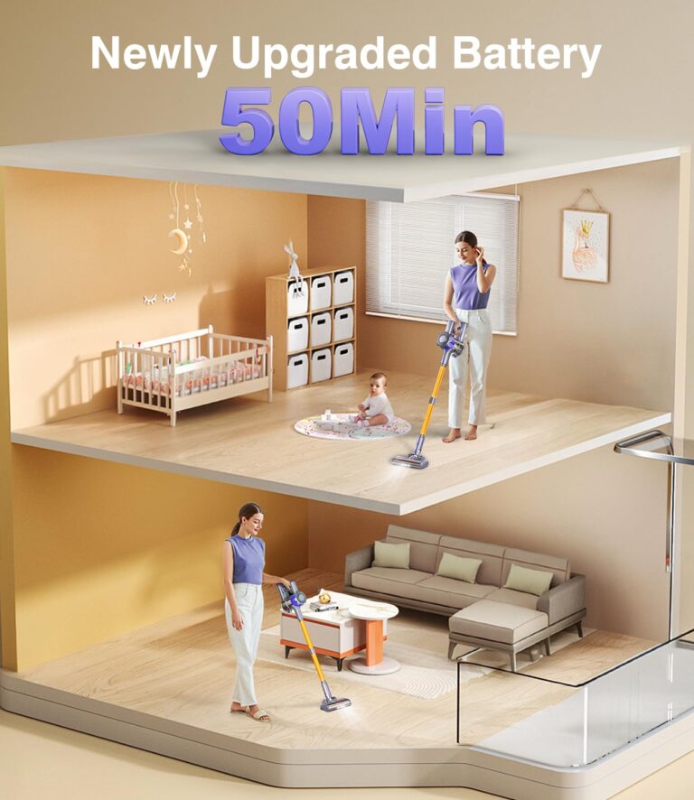 MBYULO Cordless Vacuum Cleaner, 450W 40Kpa Powerful Stick Vacuum, Up to 50Mins Rechargeable Battery, Vacuum Cleaners for Home Anti-Tangled Lightweight Handheld for Hardwood Floor, Carpets, Pet Hair - Image 7