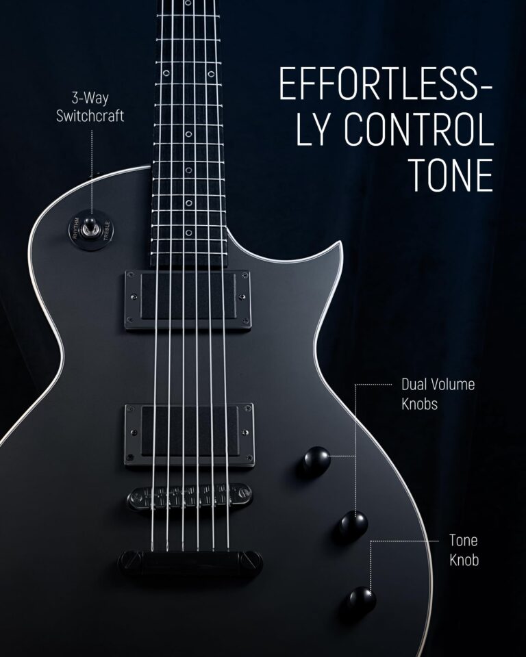 Fesley 39" LP Electric Guitar Kit: Full Size Solid Body Electric Guitars for Beginners with Humbucker Pickups, Poplar Body, Mahogany Neck,22 Frets,6 String Guitar with Gig Bag,Cable,FLP350,Matte,Black - Image 5