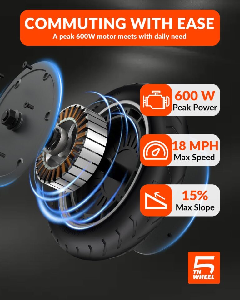 5TH WHEEL V20 Pro Electric Scooter, 10" Solid Tires, 350W Motor & 18 MPH, Turn Signals and Dual Brakes, APP Control & E-Lock, Portable and Foldable Commuter Electric Kick Scooter for Adults and Teens - Image 8