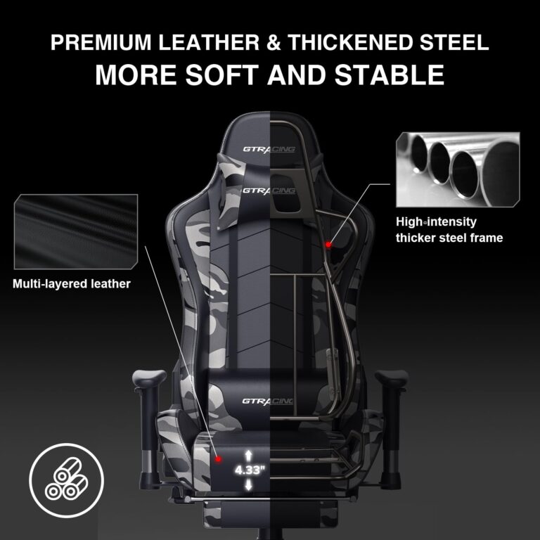 GTRACING Gaming Chair with Footrest Speakers Video Game Chair Bluetooth Music Heavy Duty Ergonomic Computer Office Desk Chair - Image 8