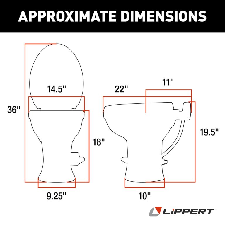 Lippert Flow Max RV Toilet with Elongated Ceramic Bowl, 18" Standard Profile, Full-Size Residential Seat, Easy-Close Lid, Efficient Flush - 2022113192 - Image 7