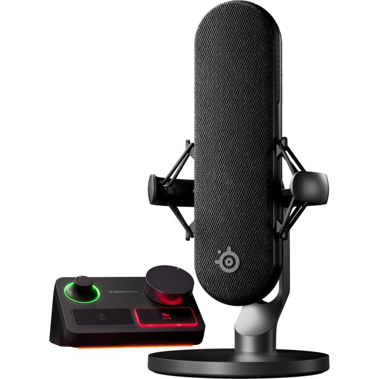 SteelSeries Alias Pro Kit — XLR Mic + Stream Mixer — 3X Bigger Capsule for Gaming, Streaming and Podcasting — USB/XLR Interface — Sonar Audio Software — Custom Controls — RGB — Single or Dual PC
