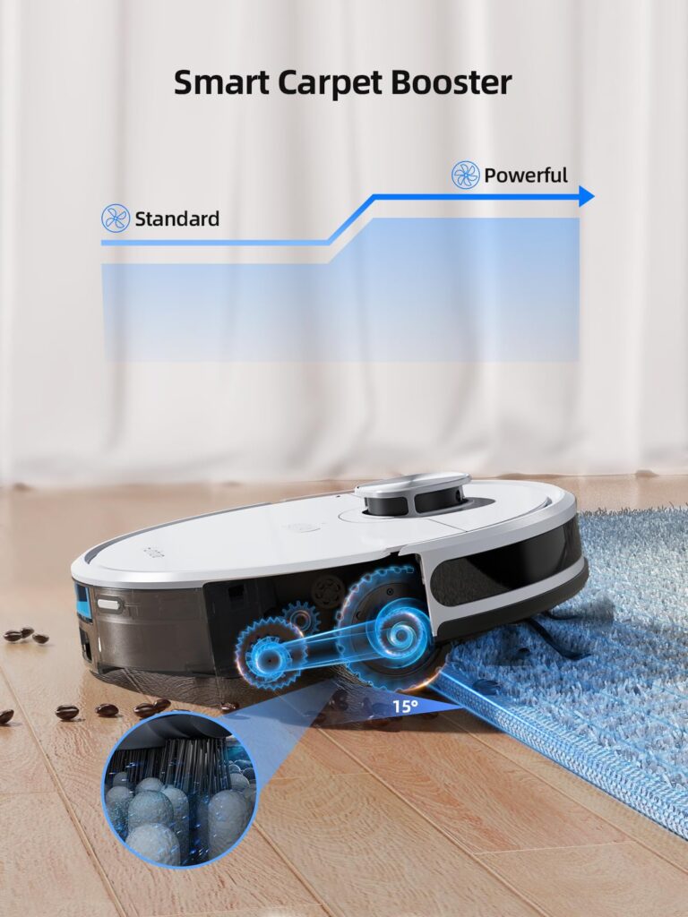 HONITURE Robot Vacuum and Mop Combo,Q6 SE Robot Vacuum Cleaner with Self-Emptying,3500pa Max Suction Laser Navigator Robotic Vacuum with Smart Mapping,180 Mins Run-Time,App Control,Ideal for Pet Hair - Image 5