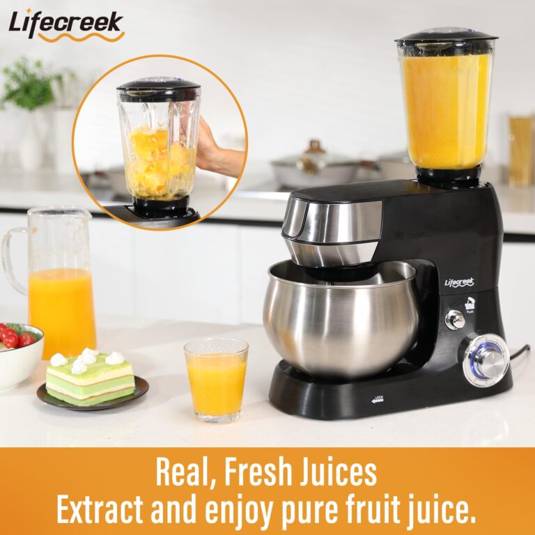 Lifecreek 6-in-1 Multifunctional Stand Mixer, 5.3Qt 660W, 6-Speed Tilt-head, Electric Kitchen Mixer with Stainless Steel Bowl,Meat Grinder, Juice Blender (Black) - Image 6