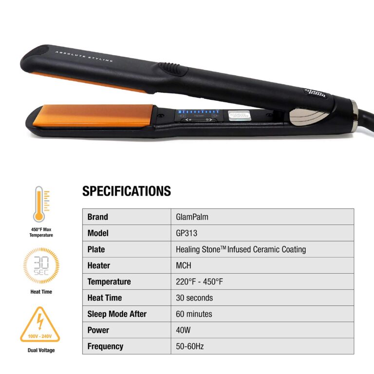 GlamPalm GlamPalm Flat Iron, 1 1/4" Hair Straightener with Digital LCD. Classic Ceramic Coated Plates with Adjustable Temperature Straightens & Curls for Smooth and Silky Hairstyle. Heats Up - Image 9