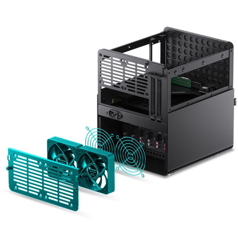 JONSBO N3 Mini-ITX NAS PC Chassis, ITX Computer Case, 8HHD+1-SSDD isk Bays NAS Mini Aluminum with Steel Plate Case, Built-in 2x10cm Fan, Power Support: SFX105mm, Support 130mm CPU Cooler - Image 3