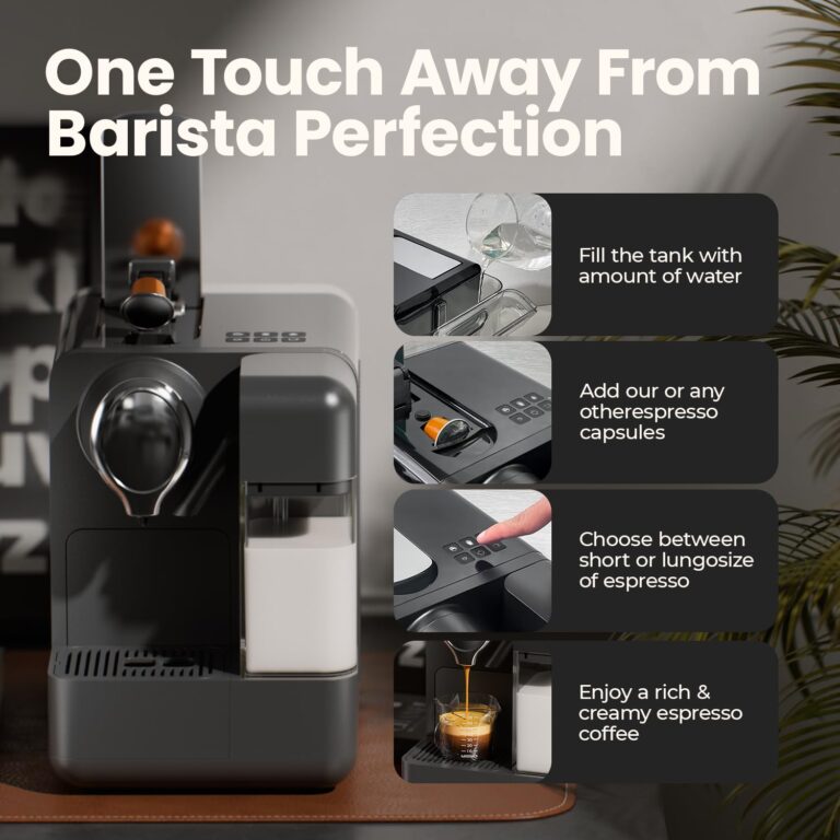 JZ.CAFE Espresso Machine with Integrated Automatic Milk Frother - Single-Serve Coffee Maker Capsule Compatible, One Touch Latte & Cappuccino, Single or Double Shot Espresso Maker - Image 4