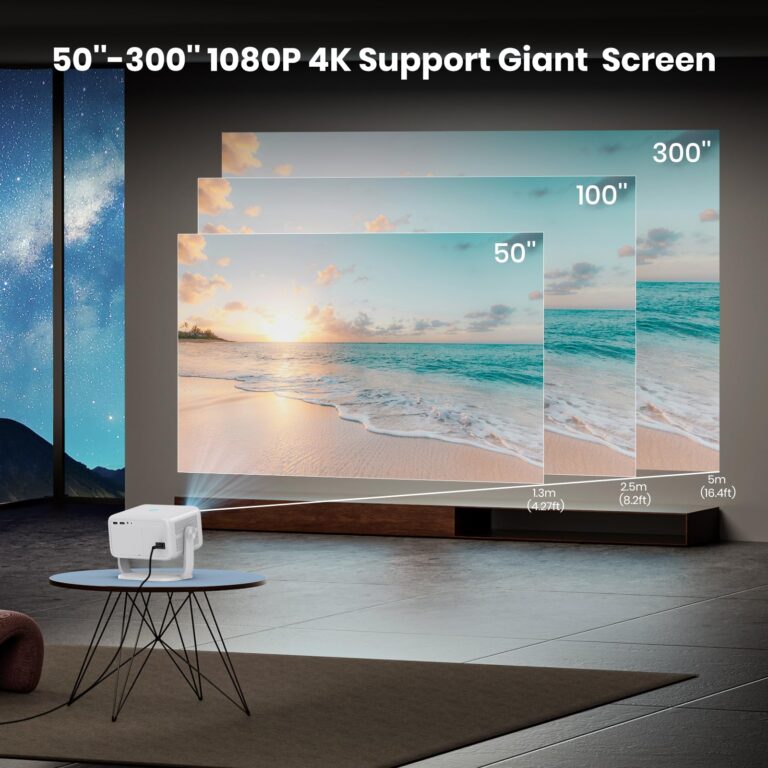 Projector [NetfIix Official/Auto Focus/360° Rotatable Stand] 4K Projector with Wifi and Bluetooth 1080P Native, One-Click Use Built-in NetfIix/YouTube/PrimeVideo/D+, Smart Home Outdoor Projector Gery - Image 4