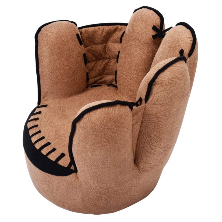 Costzon Kids Couch with Solid Wood Frame & Baseball Glove Design, Children Armchair for Play Room, Nursery, Kindergarten, Kids Room, Gift for Boys & Girls (Brown) - Image 2