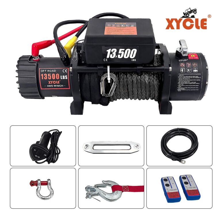 Winch 13500 lbs 12V Waterproof Electric Winch Synthetic Rope Electric Winch Towing Winch Boat Trailer Winch SUV 4-Wheel Drive Off-Road Vehicle with Remote Control 3/8 Synthetic Rope (Dark-Gray) - Image 6