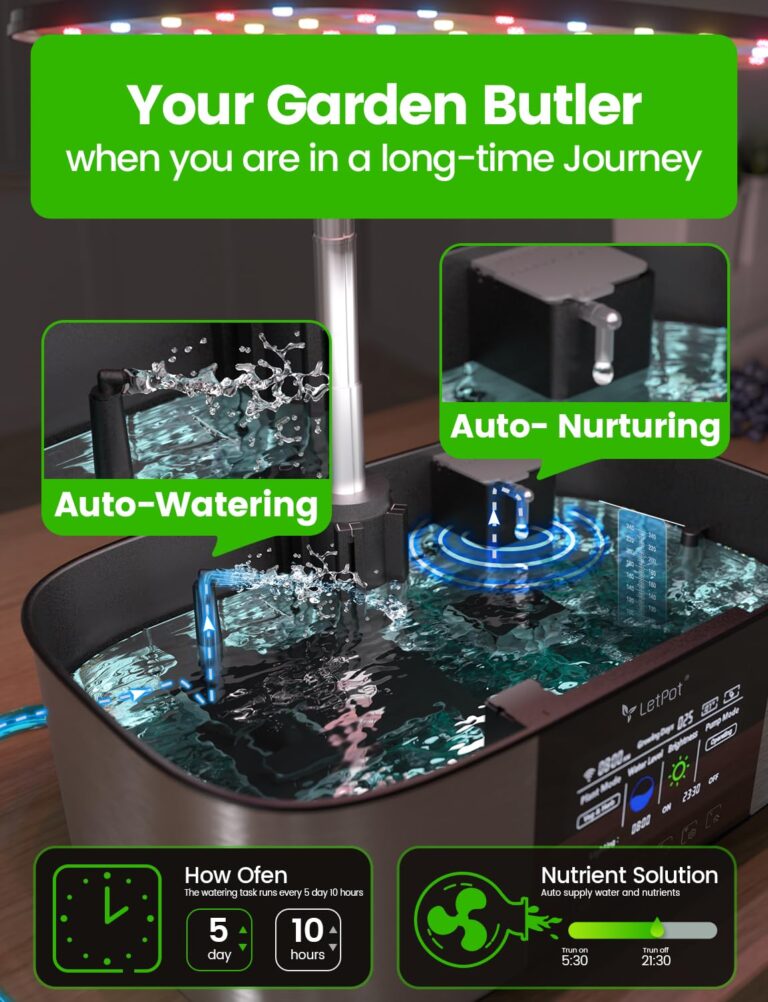 LetPot LPH-Max Hydroponics Growing System Kit, 21 Pods APP & WiFi Automatic Controlled Smart Indoor Garden with 36W LED Grow Light, Auto Drip Irrigation Kits, Self-Managed Nurturing & Watering - Image 7