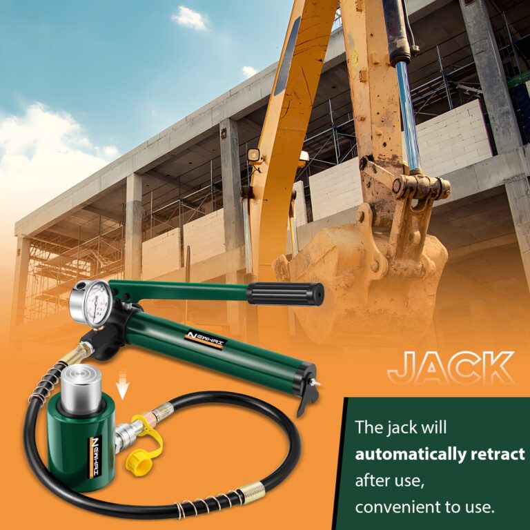 Newhai 20 ton 2” Hydraulic Ram Jack+ cp-180 Hand Pump with Pressure Gauge Hydraulic Porta Power 20 ton Kit Low Profile Short Cylinder - Image 2
