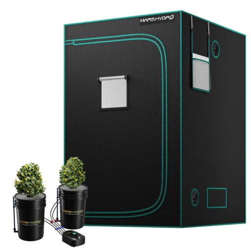 MARS HYDRO 4x4 Grow Tent (48"x48"x80") & 2 Buckets 5 Gallon DWC Hydroponics Grow System Combo Kit, Indoor Plant Growing Set, Maximizes Plant Yield in Hydroponics or Indoor Gardening