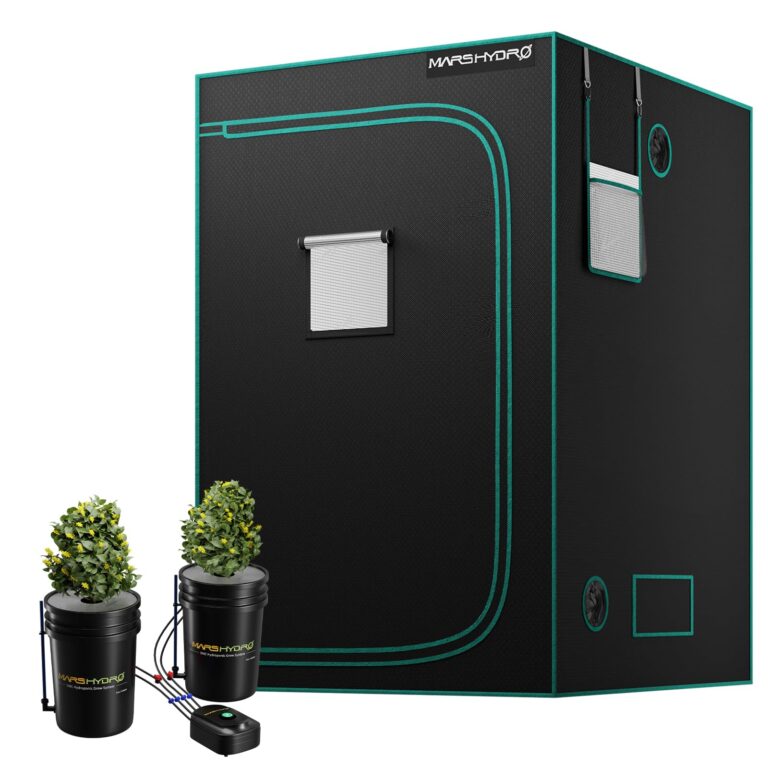 MARS HYDRO 4x4 Grow Tent (48"x48"x80") & 2 Buckets 5 Gallon DWC Hydroponics Grow System Combo Kit, Indoor Plant Growing Set, Maximizes Plant Yield in Hydroponics or Indoor Gardening