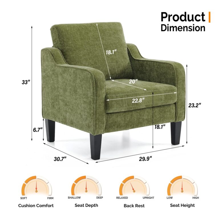 VINGLI Accent Chair for Living Room Chairs Olive Green Reading Chair for Bedroom Scooped Arm Chair Mid Century Modern Accent Chairs Upholstered Comfy Chair for Apartment, Waiting Room - Image 5
