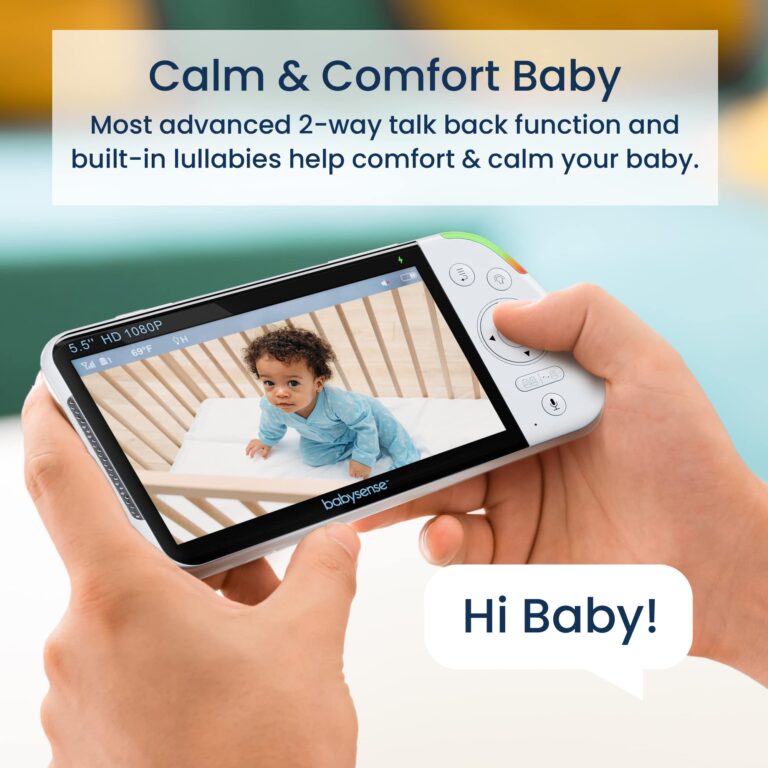 Babysense 5.5” 1080p Full HD Split-Screen Baby Monitor, Video Baby Monitor with 2 Cameras and Audio, 6-Color RGB Night Light, 1000ft Range, Two-Way Audio, 4X Zoom, 5000mAh Battery - Image 5