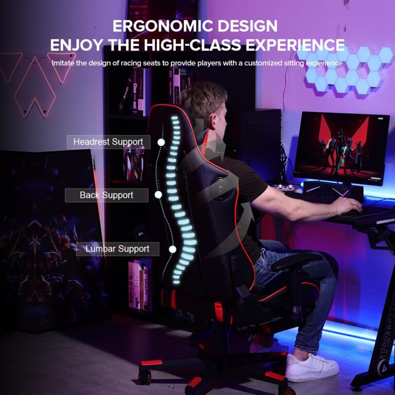 GTRACING Gaming Chair with Footrest Speakers Video Game Chair Bluetooth Music Heavy Duty Ergonomic Computer Office Desk Chair - Image 5