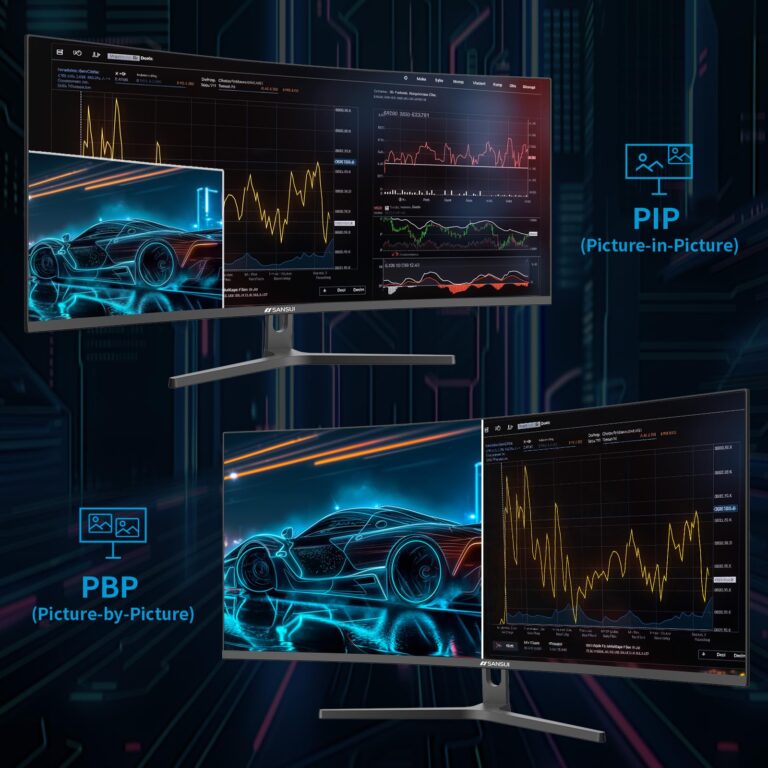 SANSUI 34-Inch Curved Gaming Monitor UWQHD 3440 x 1440 165Hz Curved 1500R - PIP/PBP, 1ms(MPRT), HDR, 300nits, sRGB 125%, DCI-P3 95%,FreeSync,HDMI x2,DP1.4 x2 (ES-G34C5 DP Cable Included) - Image 5