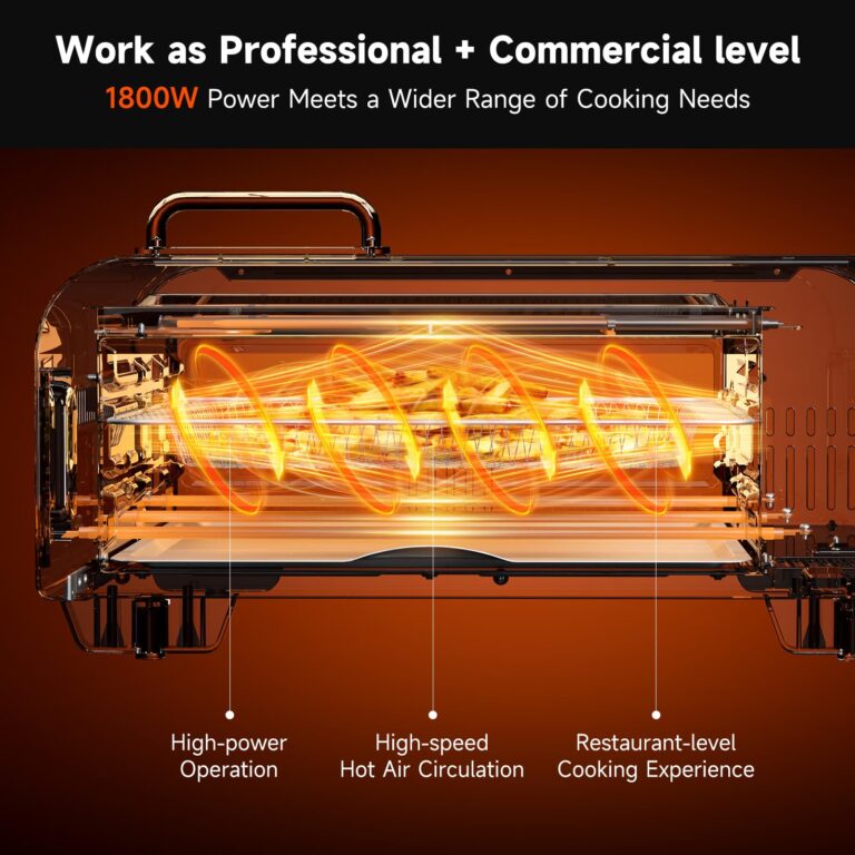 Kitchen Elite Air Fryer Toaster Oven Combo, 15-IN-1 Digital Stainless Steel Airfryer,18L Pizza Oven for 12' pizza / 9 slices, Flip Away Oven, 7 Accessories, 800°F, 3 Layer Glass Anti-scalding,1800W - Image 2