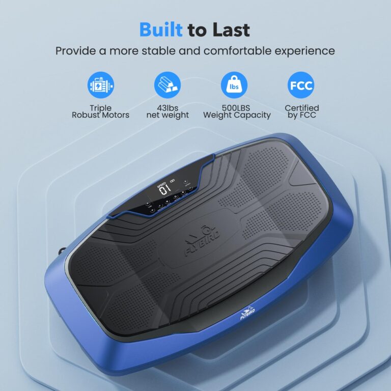 FLYBIRD 4D Vibration Plate 500 LBS Capacity, Oscillation, Linear, Pulsation Vibration Plate Exercise Machine, Triple Motors Vibration Plate for Lymphatic Drainage & Bone Density Building-Blue - Image 4