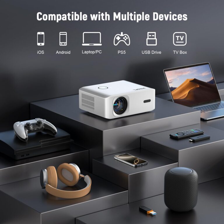 [Auto Foucs] Smart Projector with WiFi and Bluetooth, VISSPL 4K Supported Video Projector, Auto Keystone, Home Theater Movie Phone Projector Compatible with Android/iOS/Windows/TV Stick/HDMI/USB - Image 2