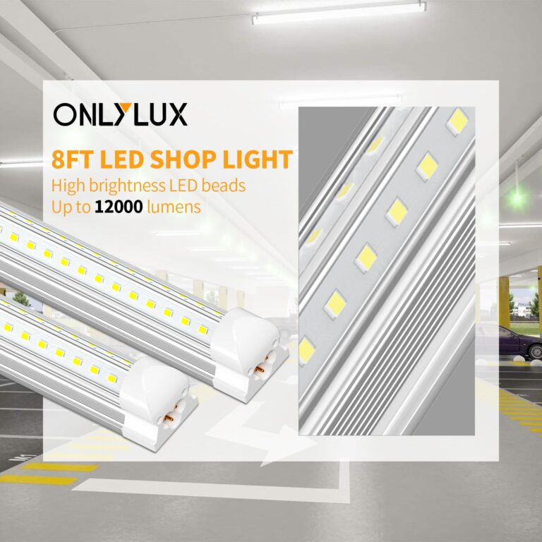 ONLYLUX 8ft LED Shop Light - 90W 12000lm 5000K, 8 Foot Led Shop Light Fixture, V Shape Bulbs for Garage, 8 ft Led Lights, Plug and Play (10 Pack) - Image 8