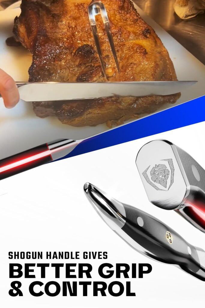 DALSTRONG Carving Knife & Fork Set - 9 inch - Shogun Series ELITE - Damascus Carving Set - Japanese AUS-10V Super Steel Kitchen Knife - BBQ Set - Sheath Included - Image 6