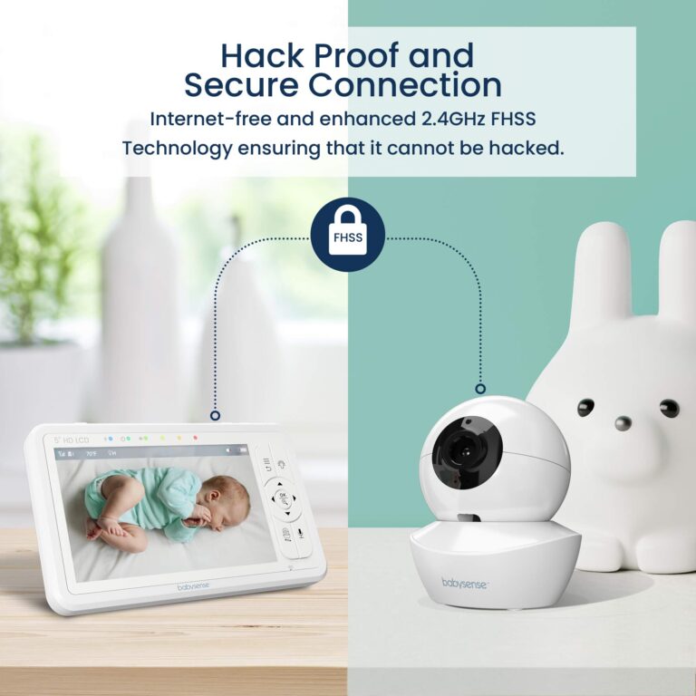 Babysense 5" HD Split-Screen Baby Monitor, Video Baby Monitor with 2 Cameras and Audio, Night Light, 1000ft Range, Two-Way Audio, 4X Zoom, Night Vision, 4000mAh Battery - Image 7